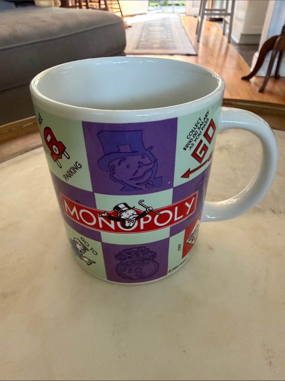 Monopoly Game-Theme Ceramic Mug in Purple and White